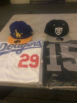 LA Dodgers & Raiders Hats and Jerseys Bundle