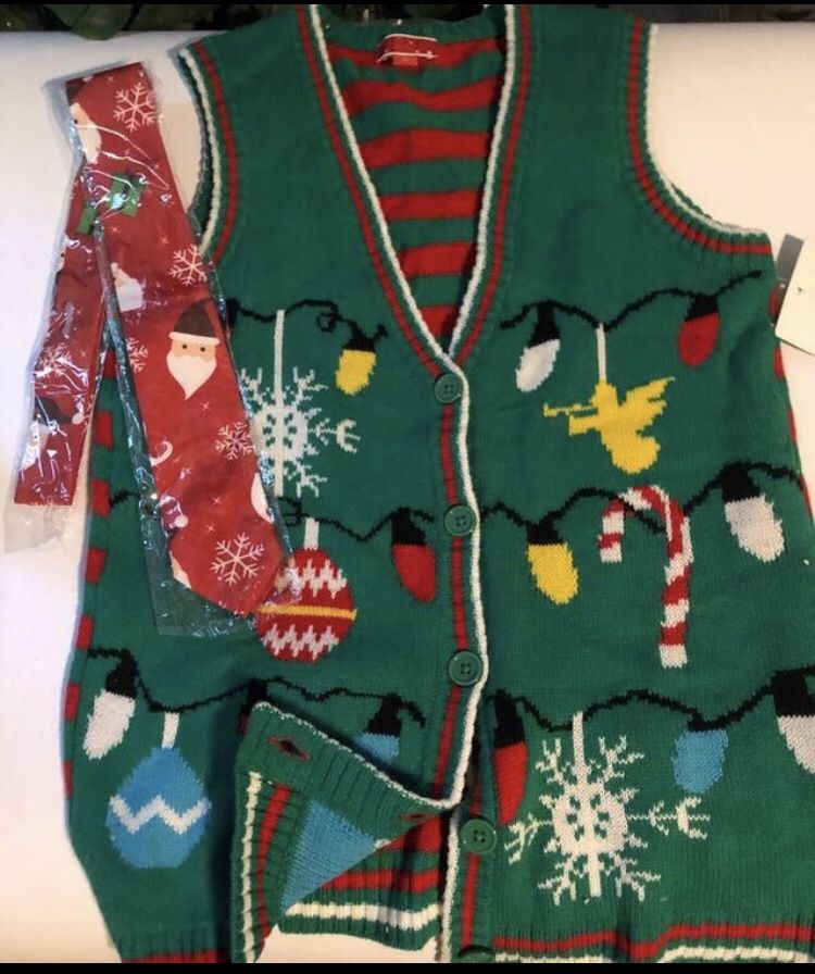 Brand New With Tags Ugly Christmas attire sweater/vest/tie