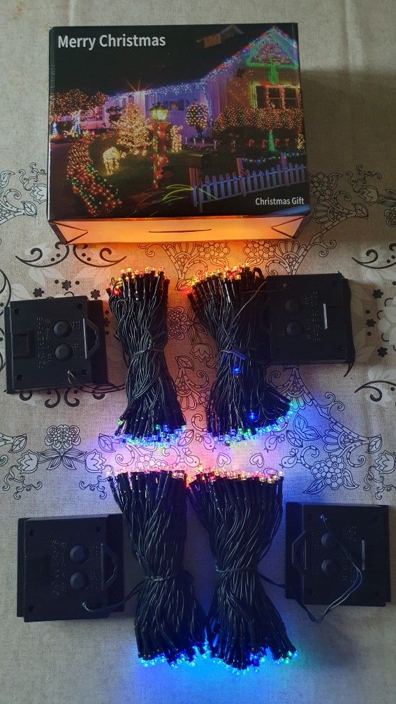 Waterproof LED Solar String Lights, 4pcs