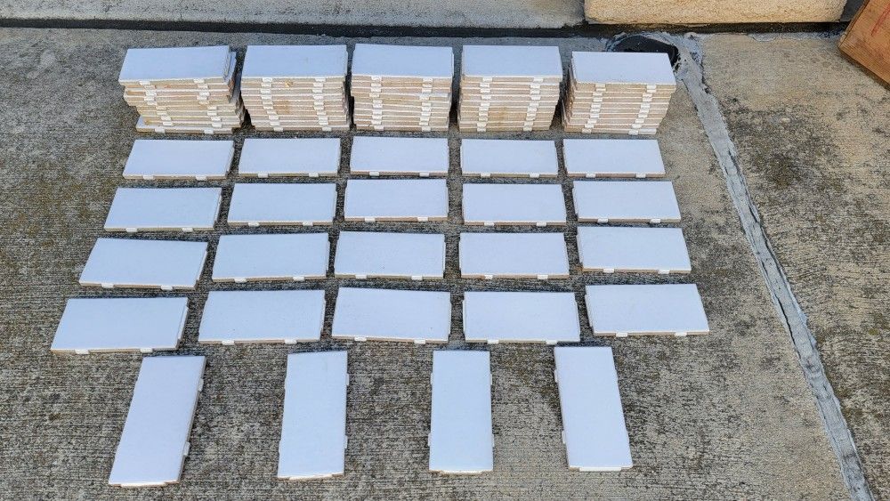 74 Pieces Of 6 " X 3" Unused White Ceramic Tile Quarry Tile Natural 