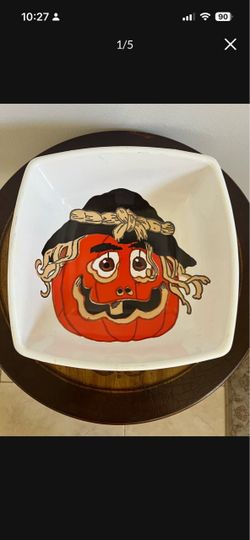 Halloween Pumpkin Ceramic Serving  Bowl Halloween