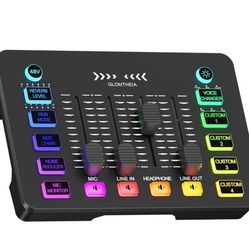Gaming Sound Board Audio Interface Voice Changer for PC PS4 PS5 Streaming Mixer Soundboard Compatible with XLR Condenser/Dynamic Microphone