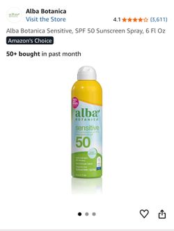 Alba Botanica Sensitive, SPF 50 Sunscreen Spray, 6 Fl Oz