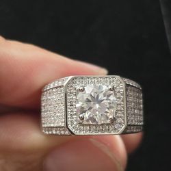 2.0 CT 925 Sterling Silver Men's Ring