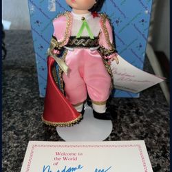 Vintage Madame Alexander 8" Doll SPANISH MATADOR #530 Orig Box, Tag & Doll Stand