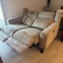 Suede Electric Power Recliner Loveseat Clean and Good Condition