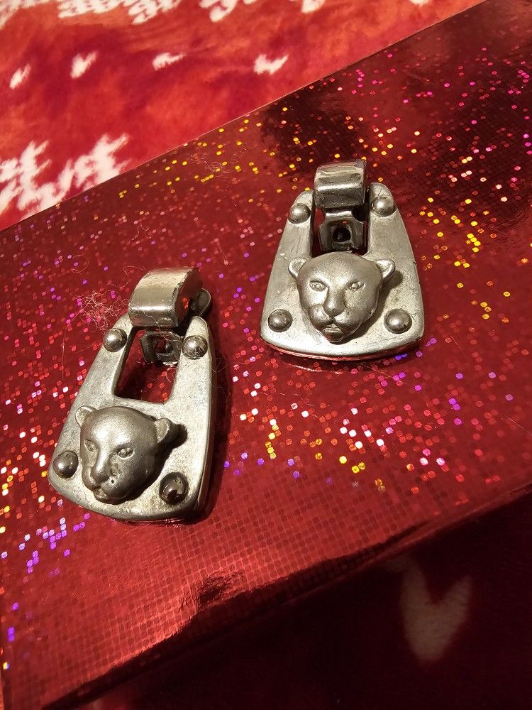 $25.00 - 1980's Panther Clip Earrings, Raised Design! Rare Find/Lowest Price!