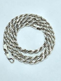 Heavy 925 Sterling Silver Diamond Cut Rope Chain Necklace