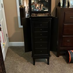 Jewelry Armoire Dark Wood Like New