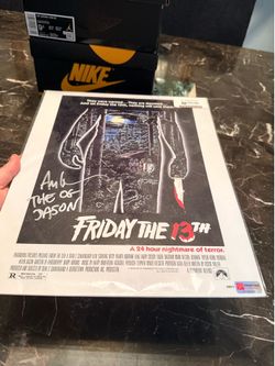 Friday the 13th movie poster autographed
