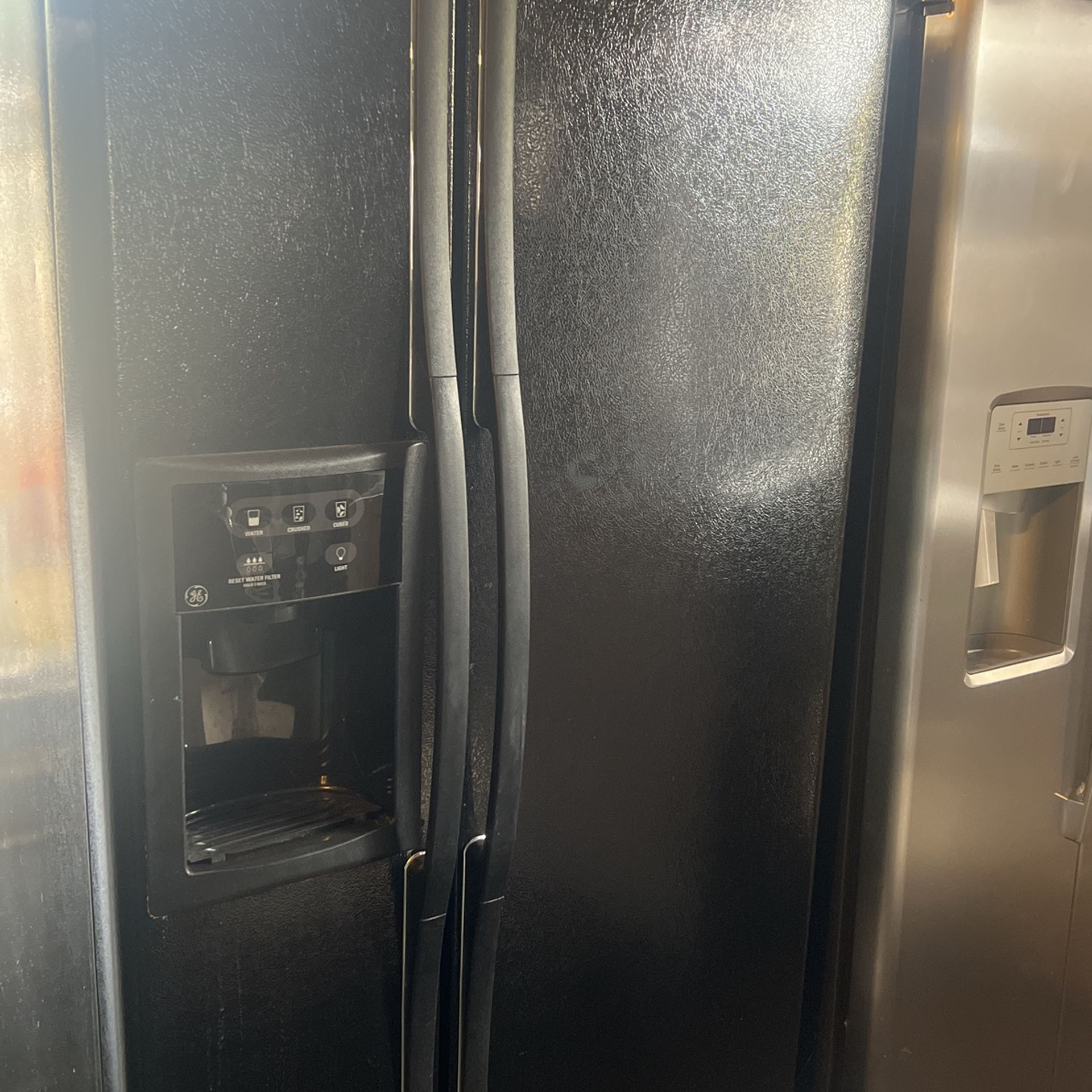 Black Fridge By Ge Side-By-Side Works Like New