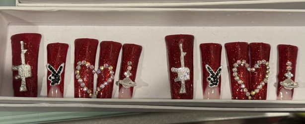 Duck Nails. Red Set