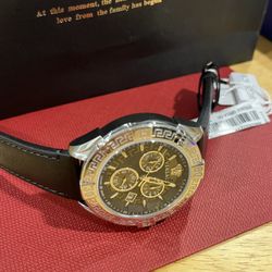V-Greca Chrono 46MM Stainless Steel & Leather Strap Watch