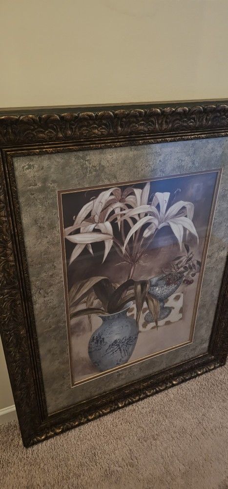 Large Floral Picture Framed Decor - 44 in x 35 in