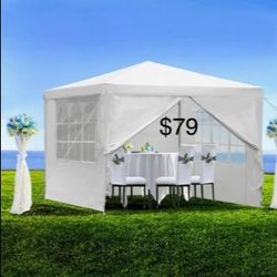 10x10 White Gazebo Wedding Party Tent Canopy With Windows & Sidewalls - (FOR SALE
