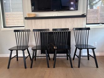 Black Solid Wood Dining Chairs