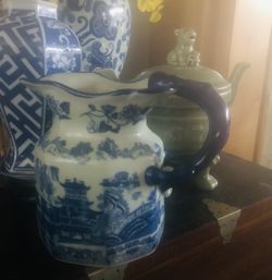 Blue And White Ironstone Pitcher Perfect Shape