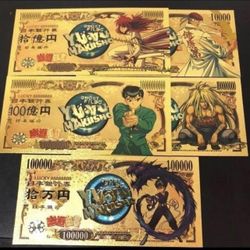 24k Gold Foil Plated Yu-Yu Hakusho (Anime) Banknote Set 