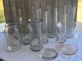 Set of Clear Glass Florist Vases – Mixed Styles