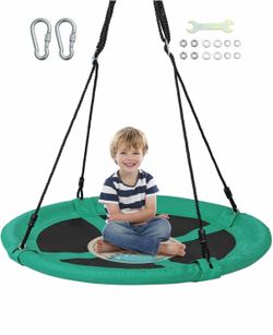 Saucer Tree Swing, 40'' Tree Swing Set with Multiple Hanging Options, Wear-Resistant 900D Oxford Fabric, Outdoor Round Swing with Adjustable Hanging R