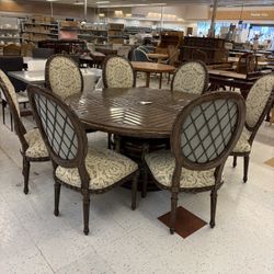Large Oversized Marge Carson Round Dining Table w/7 Chairs