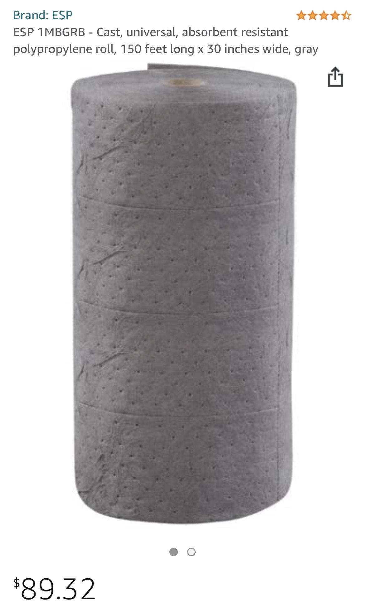*NEW* ESP 1MBGRB Polypropylene Heavy Weight Meltblown Maintenance Universal Absorbent Bonded Roll, 1