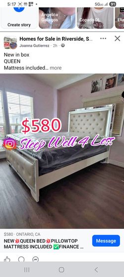 NEW QUEEN BED FRAME AND MATTRESS SET