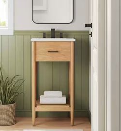 Zaire 16.5” Mid Century Bathroom Vanity Cabinet (Sink Basin Not Included)