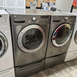 LG stainless steel Frontload washer and dryer set electric XL