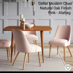 Brand New Geller Modern Chair Natural Oak Finish Pink Alahag