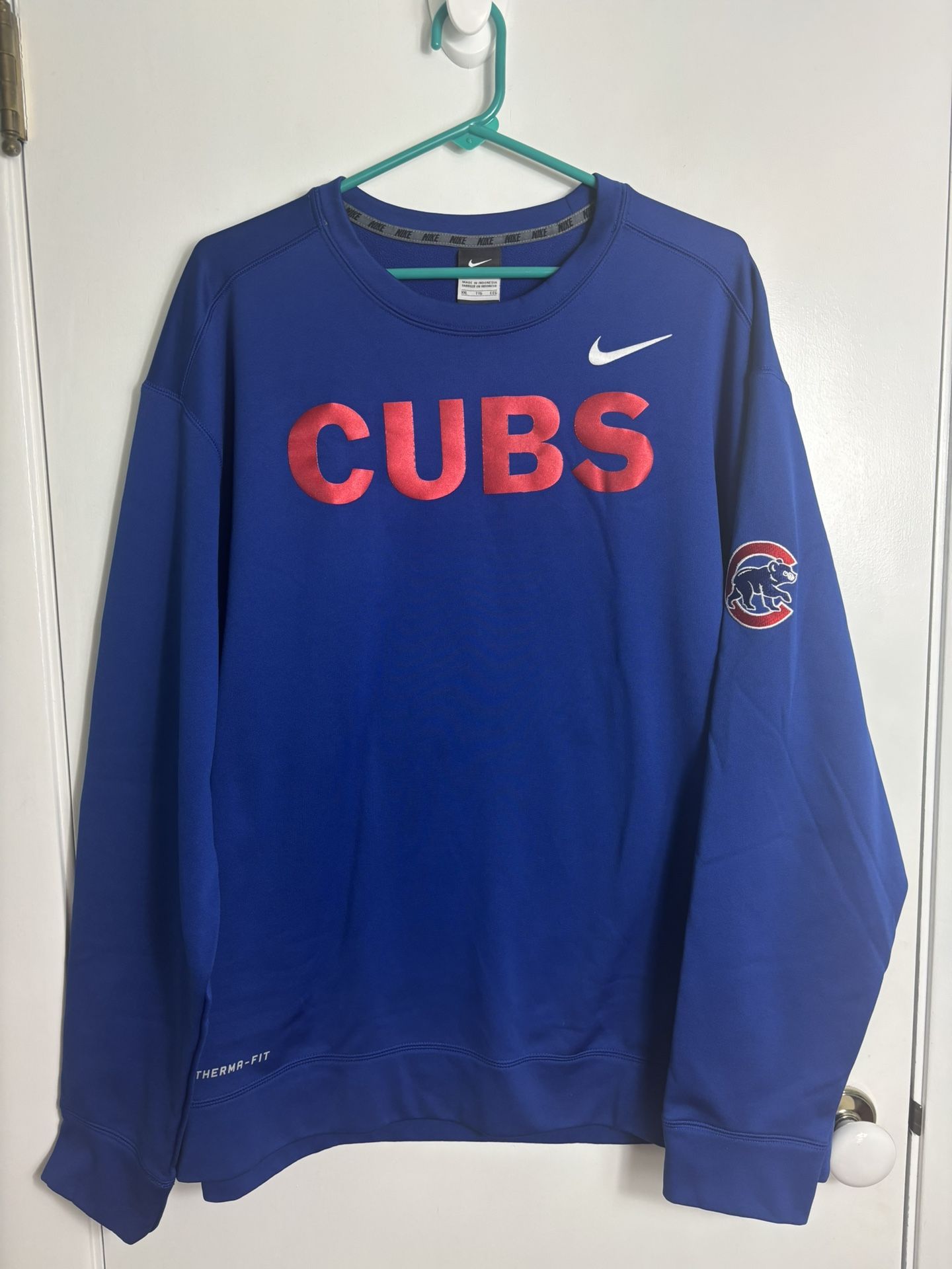 Nike Therma Fit Chicago Cubs Sweatshirt Men XXL Blue Pullover MLB Baseball Patch
