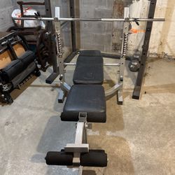 Bench With Bar And Weights 