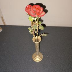 Vintage Brass Flowers Handcrafted And Painted 