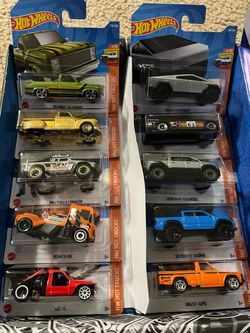 Hot Wheels Short Cards Truck Lot of 10 Chevy Silverado Cybertruck Tacoma Ram and more