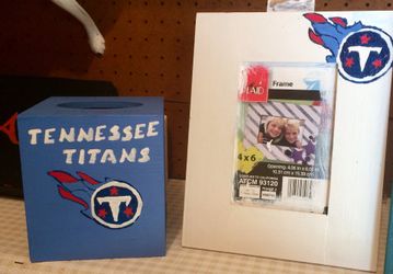 Hand painted picture frames and tissue boxes