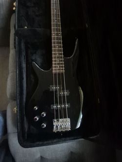 Left handed Black 4-String Electric Bass Guitar with Case
