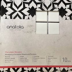 Anatolia white porcelain tiles 12”x12”
