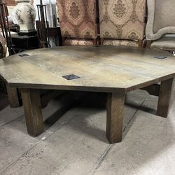 Craftsman Style Table Large Octogan Heavy Oak Coffee Table 