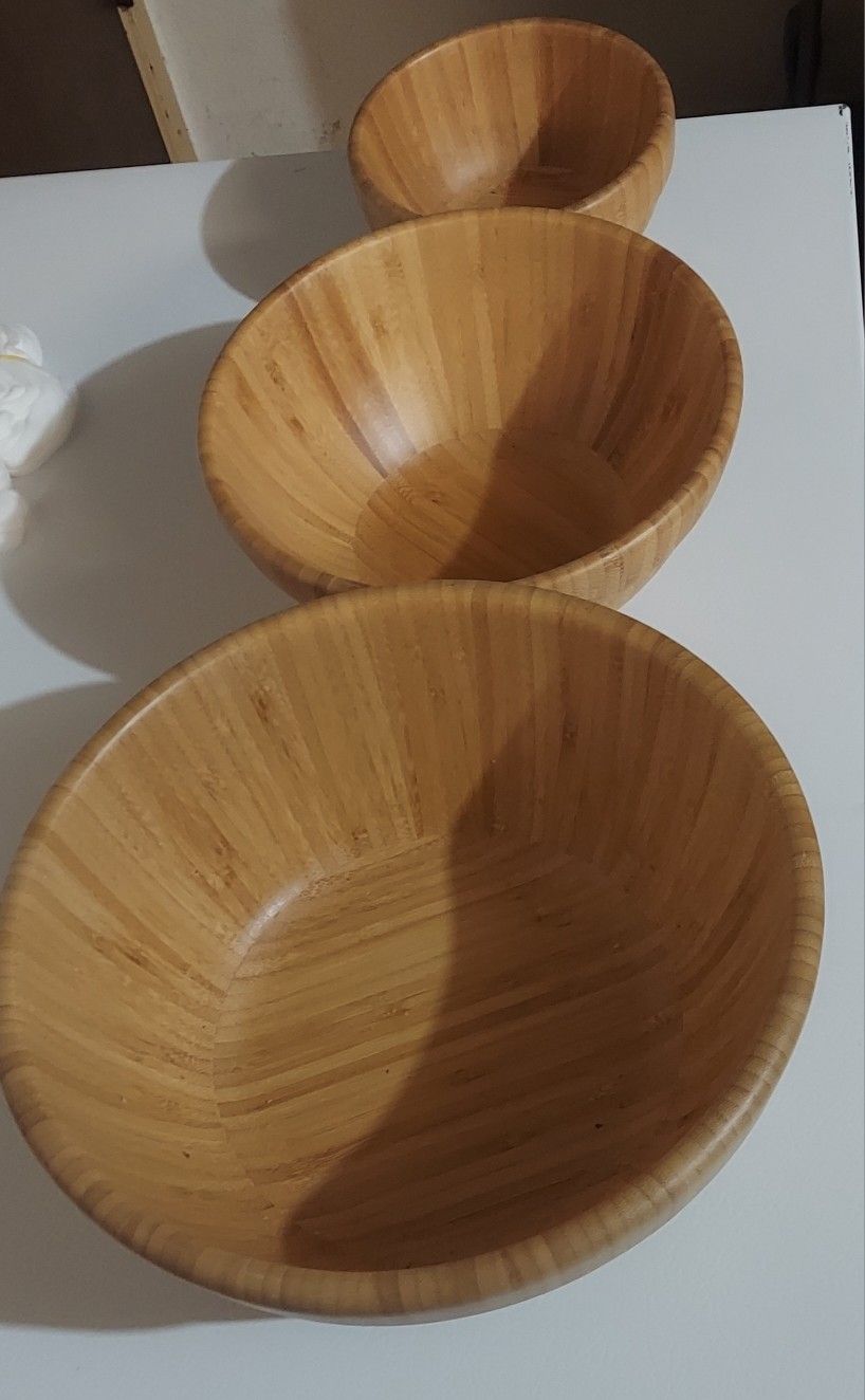 Pampered Chef Bamboo Bowl Set