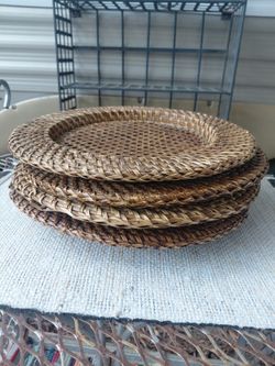 Brown Wicker Plate Holders (x4)