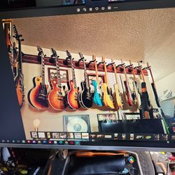 Cherry Wood Guitar Hanging System. 2 Sections. 12 Guitars