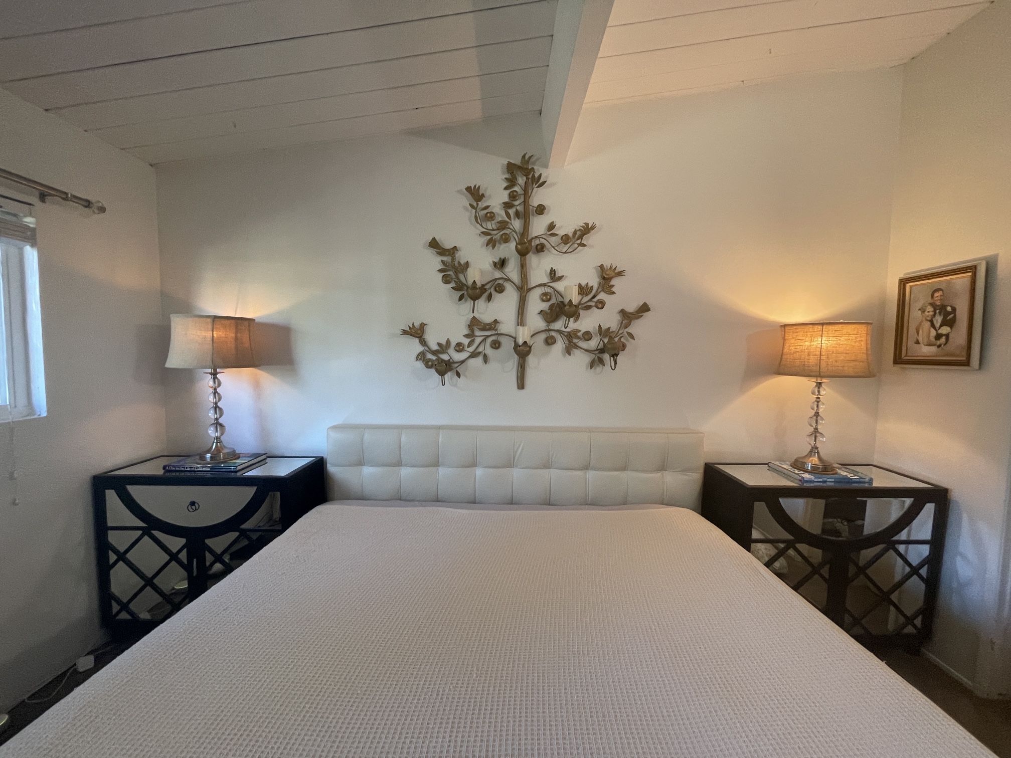 West elm king size tufted leather headboard $175