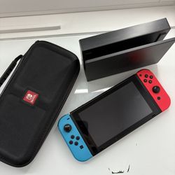 Nintendo Switch with Neon Blue and Neon Red Joy