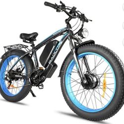 1000W+1000W Dual Motor Mountain Bike for Adults,30mph 48V20Ah Battery Electric Bicycle，26" Fat Tire Electric Bike, 21 speed Front Suspension Electric 