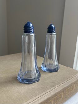 Vintage Set Of Glass Salt & Pepper Shakers ( firm on price )