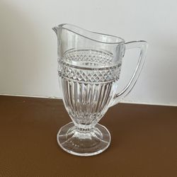 Vintage Footed Crystal Water Pitcher From The Excelsior Pattern By Godinger