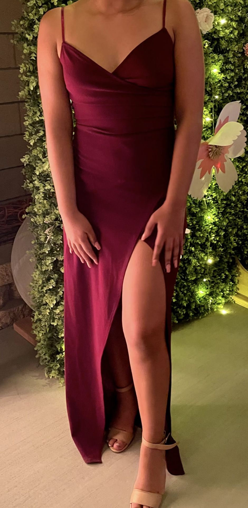 red wine long formal dress