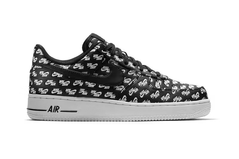 Nike Air Force 1 '07 QS Low All Over Logo Black Lightly Used Size 12