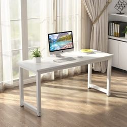 White 55 inch Large Office Desk Computer Table Study Writing Desk