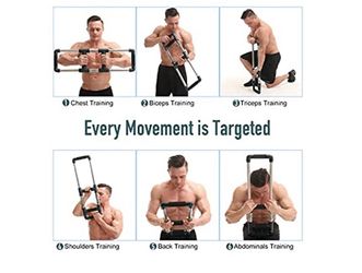 Push Down Bar Machine - Chest Expander at Home Workout Equipment - Portable Spring Resistance Exercise Gym Kit for Home, Travel or Outdoors